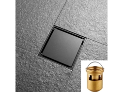 Ralo de Piso Desodorizante em Aço Inoxidável com Azulejos Tibetanos Embutidos, Preto. AQUAFORGE