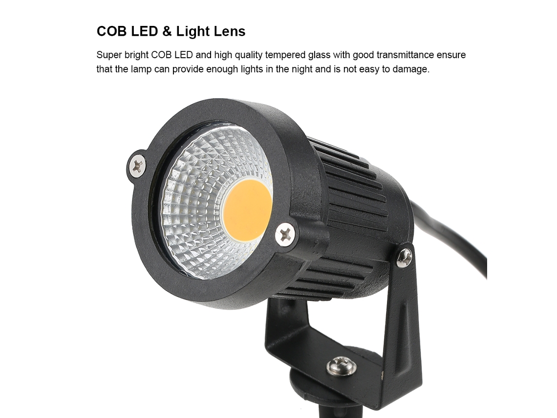 Tomshine 4 pack lâmpada de gramado LED COB 5W 500lm 12V IP65 branco quente jardim parede caminho | S/MARCA