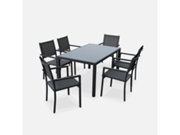 Conjunto De Jardim Com Mesa Em Alumínio Com 6 Cadeiras, Antracite E Cinza