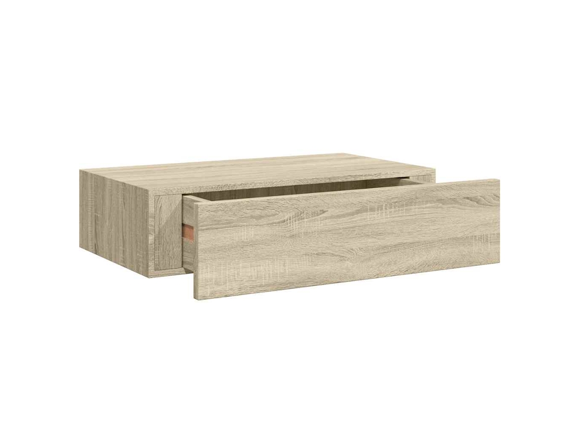 Prateleira de Parede com Gaveta MDF 40x23,5x10 Cm Cor Carvalho MAISON EXCLUSIVE