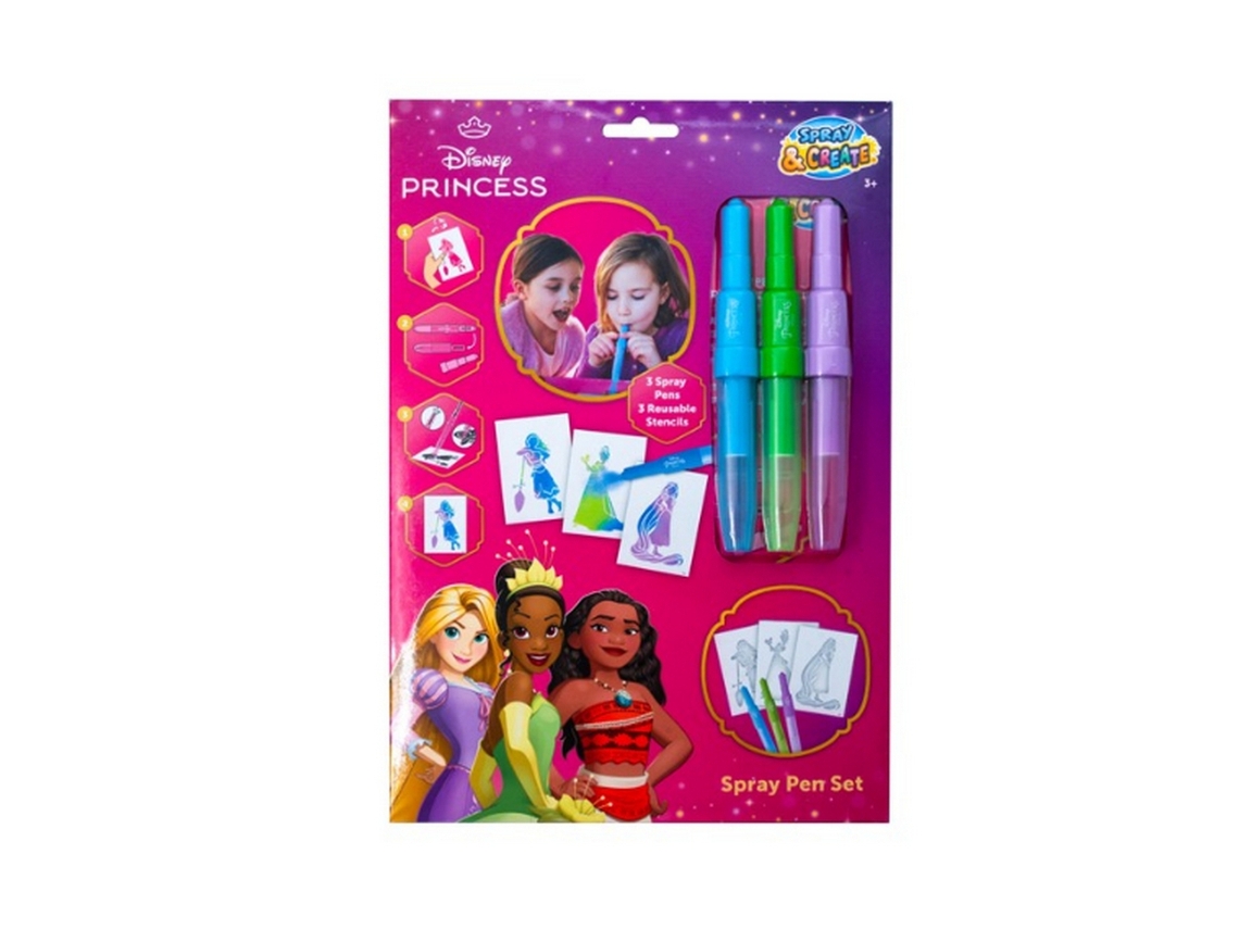 Conjunto De 3 Aerógrafos Com Estênceis De Princesas 87320
