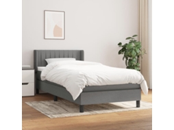 Vidaxl Cama Com Molas/colchão 90x200 Cm Tecido Cinzento-escuro