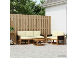Vidaxl Conjunto De Sofás Para Exterior 6 Pcs Natural E Creme