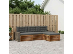 Vidaxl Conjunto De Sofás Para Exterior 4 Unid. Natural E Antracite