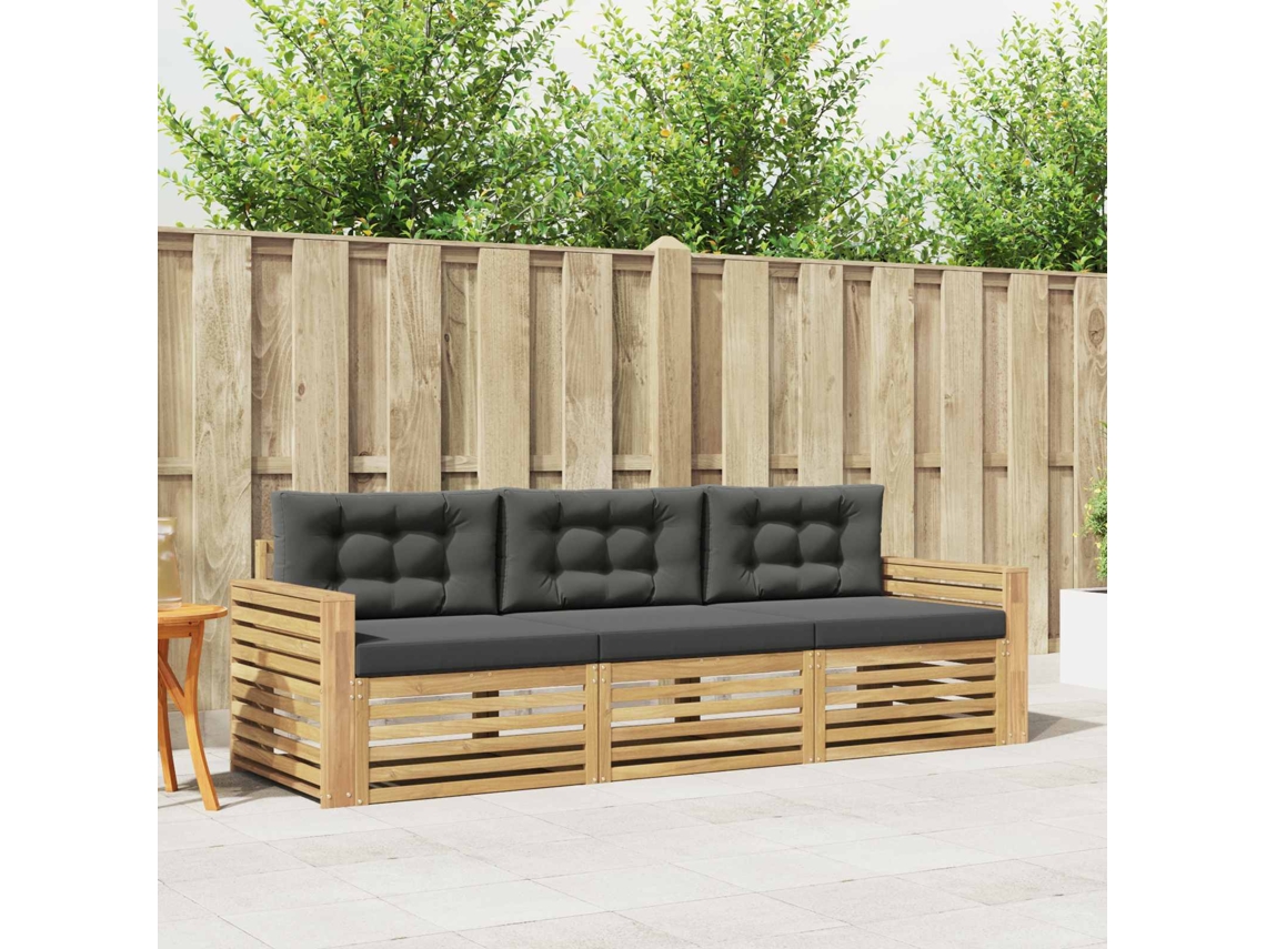 Vidaxl Conjunto De Sofás Para Exterior 3 Unid. Branco E Antracite