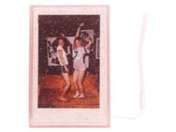 Caja De Armazenamento Para Fotos De Câmera Instantânea De 3 Polegadas Com Corda, Rosa Glitter Transparente, Estojo Mini Para Cartões E Fotos