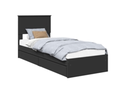 Cama com Armazenamento Preto 75x190 cm Madeira Processada MAISON EXCLUSIVE