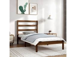 Estrutura De Cama 100x200 Cm Madeira Pinho Maciço Castanho Mel