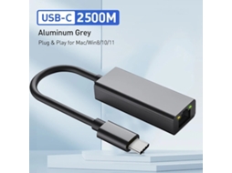 Adaptador Usb C Para Ethernet De 2500 Mbps, Placa De Rede Usb Lan Rj45 Para Laptop Xiaomi Mi Box S Nintendo Switch Pc, Alumínio Gigabit 1 Aquaforge