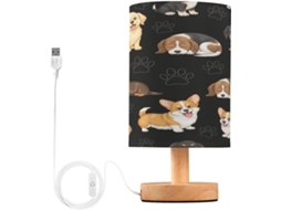 Abajur De Cabeceira Fofo Em Formato Cachorro Para Quarto, Luminária De Cabeceira Led, Luminária De Leitura Com Portas