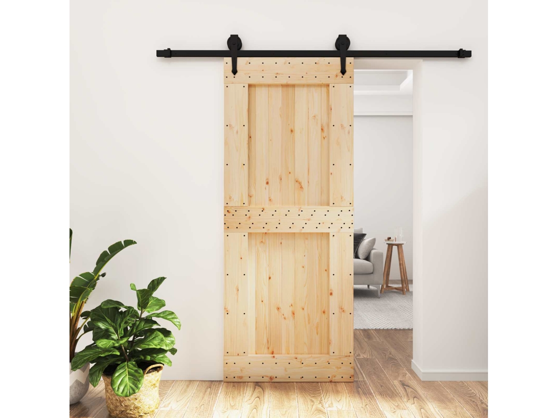 Vidaxl Porta Deslizante Natural E Preto 85 X 210 Cm