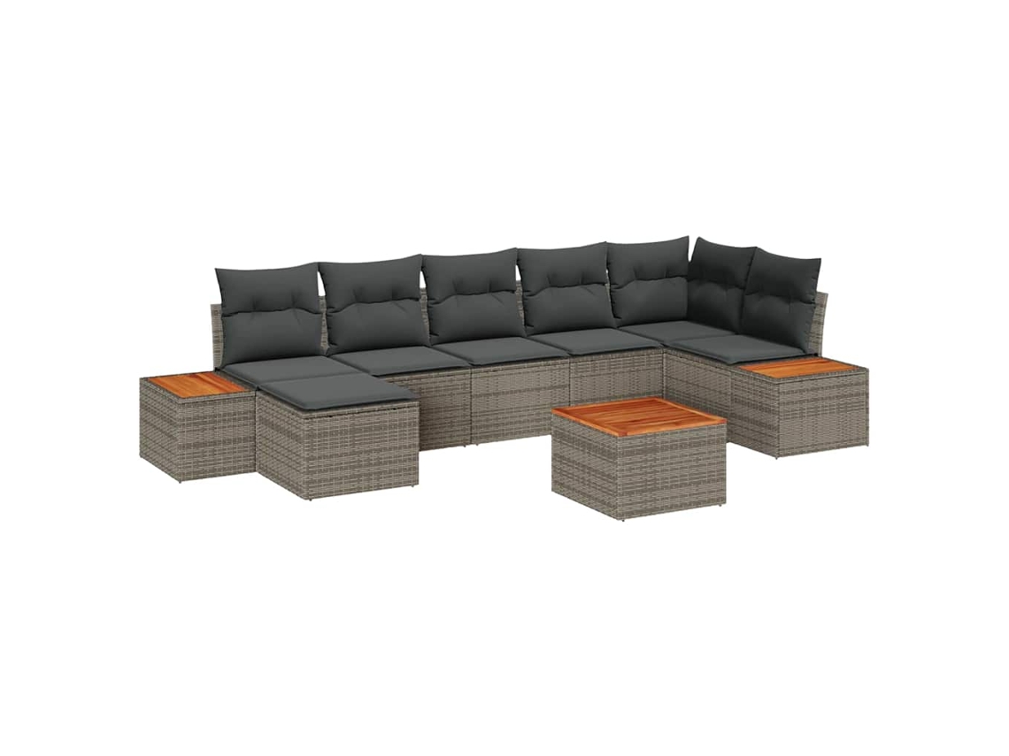 Maison Exclusive - Conjunto De Sofá De Jardim 8 Pcs Cinzeto Rattan Sintético