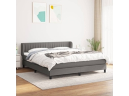 Vidaxl Cama Com Molas/colchão 160x200 Cm Tecido Cinzento-escuro