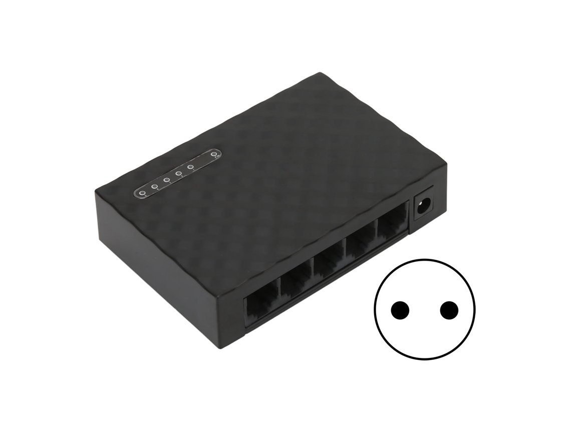 Aetheria switch de Rede Gigabit Ethernet 5 Portas Autoadaptável 1000m com Painel Led Plug Eu