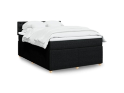 Vidaxl Cama Com Molas/colchão 140x190 Cm Tecido Preto