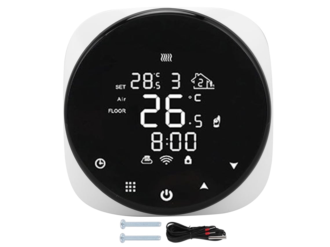 Termostato Inteligente Wifi 16A Programável para Aquecimento de Piso Água/elétrico e Caldeira Gás (AC90-240V) | S/MARCA