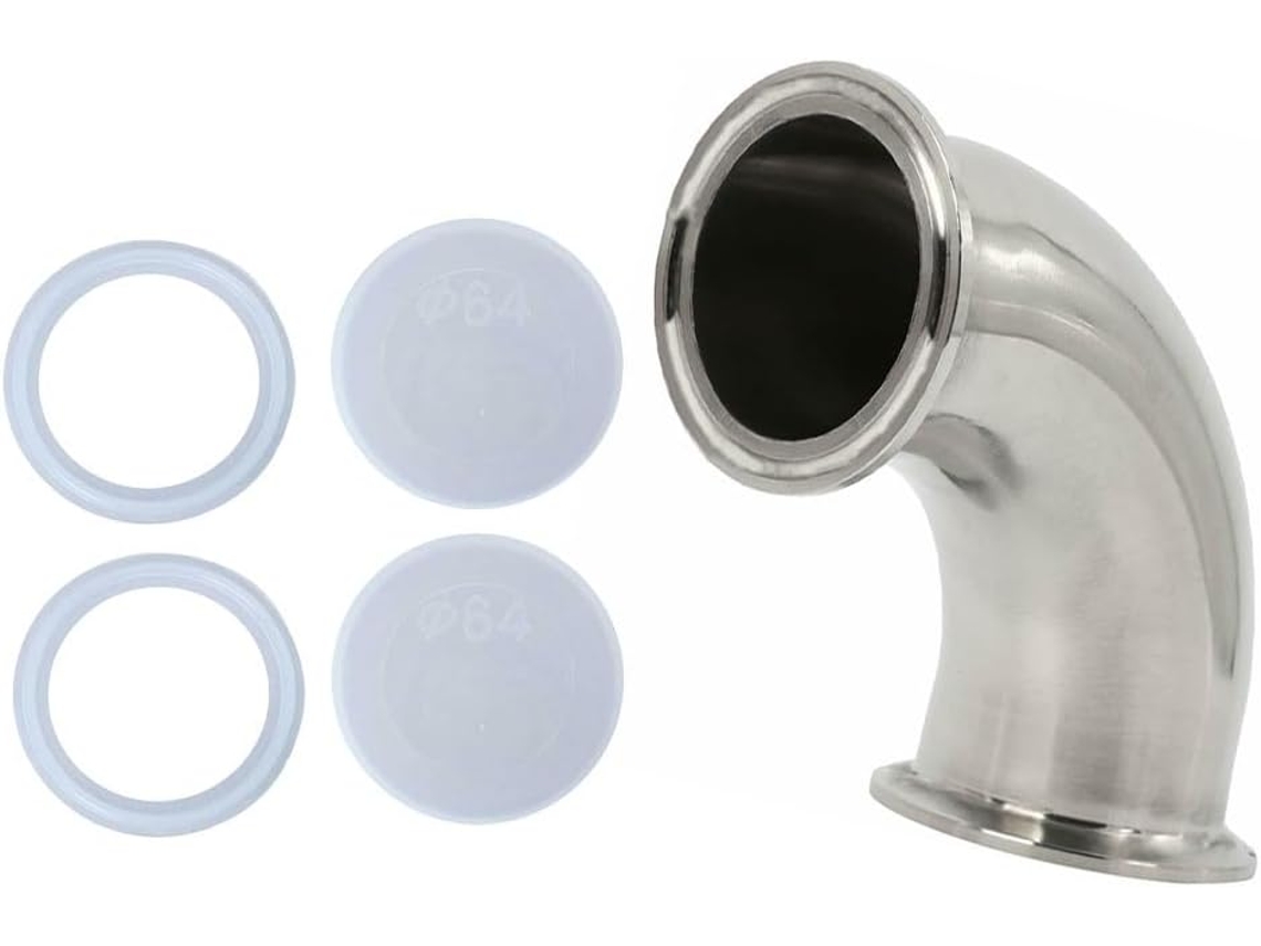 Cotovelo Sanitário Tri Clamp De Aço Inoxidável 5.1 De 90 Cm, Cotovelo Com Virola, Graus