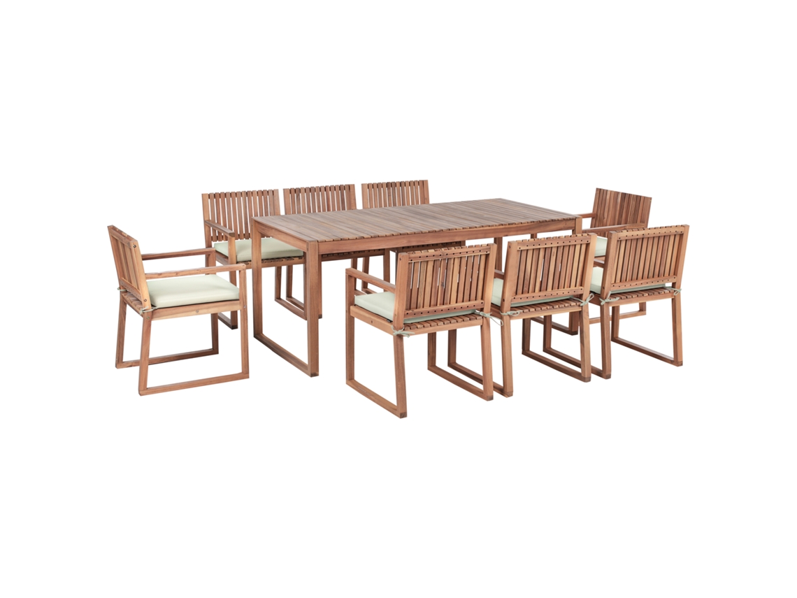 Conjunto De Comedor Exterior 8 Plazas Beliani Sassari Premium De Madera De Acacia Certificada Marrón 180x90x75