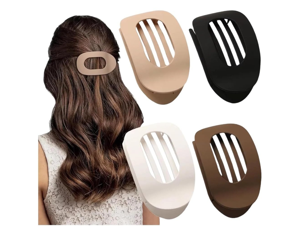 Conjunto 4 Ganchos Cabelo - Molas Cabelo - Acessórios Menina - Clips Grandes Curvos - Plástico - Multicolor