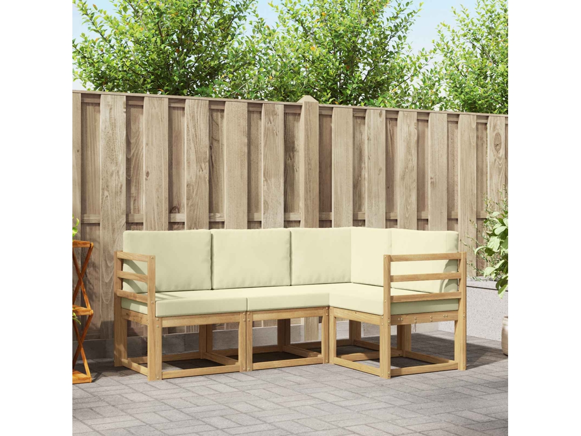 Vidaxl Conjunto De Sofás Para Exterior 4 Unid. Branco E Creme