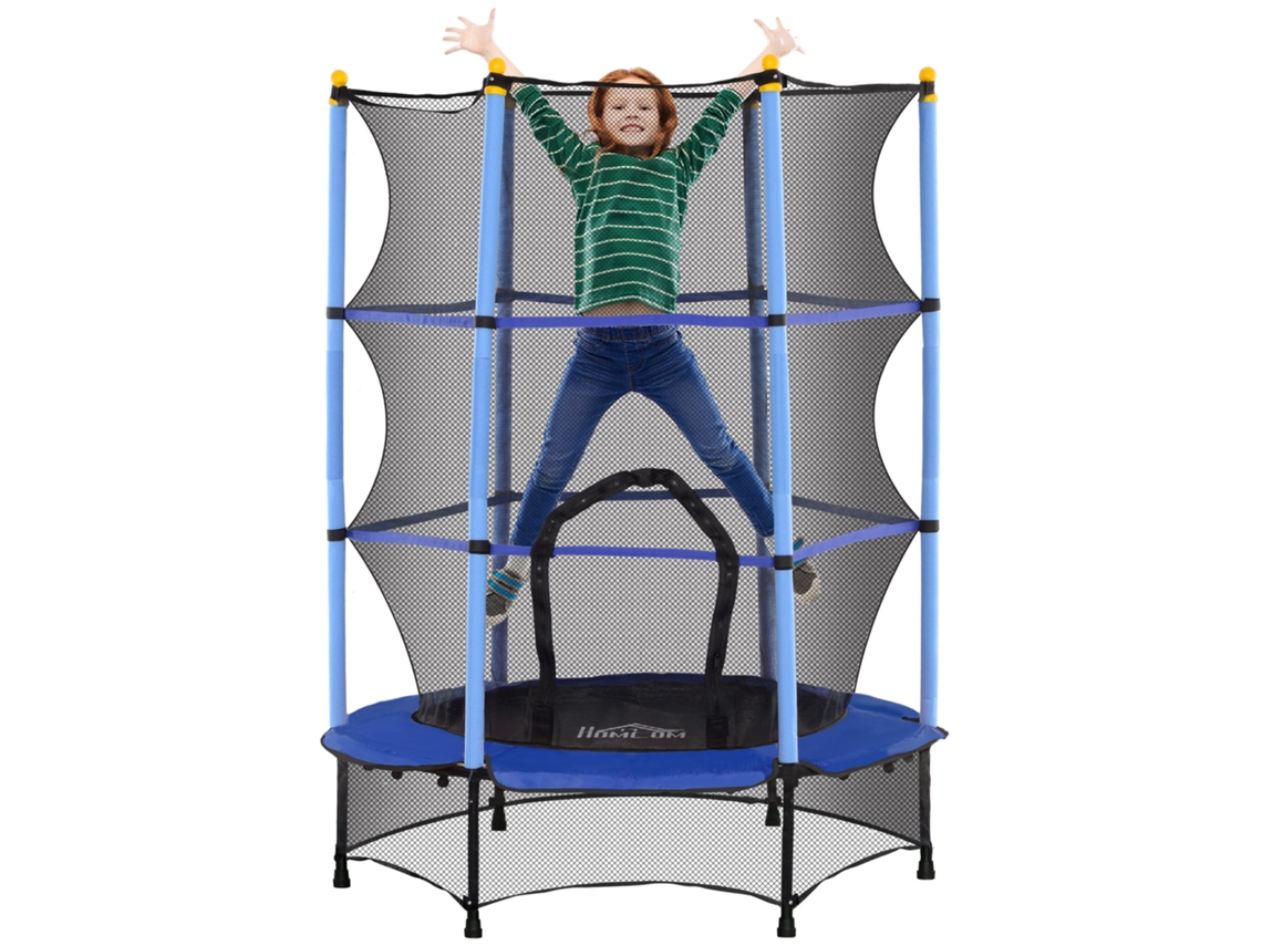 Trampolim para Crianças Aço, PP e EPE cor Azul Ø140x190 cm HOMCOM