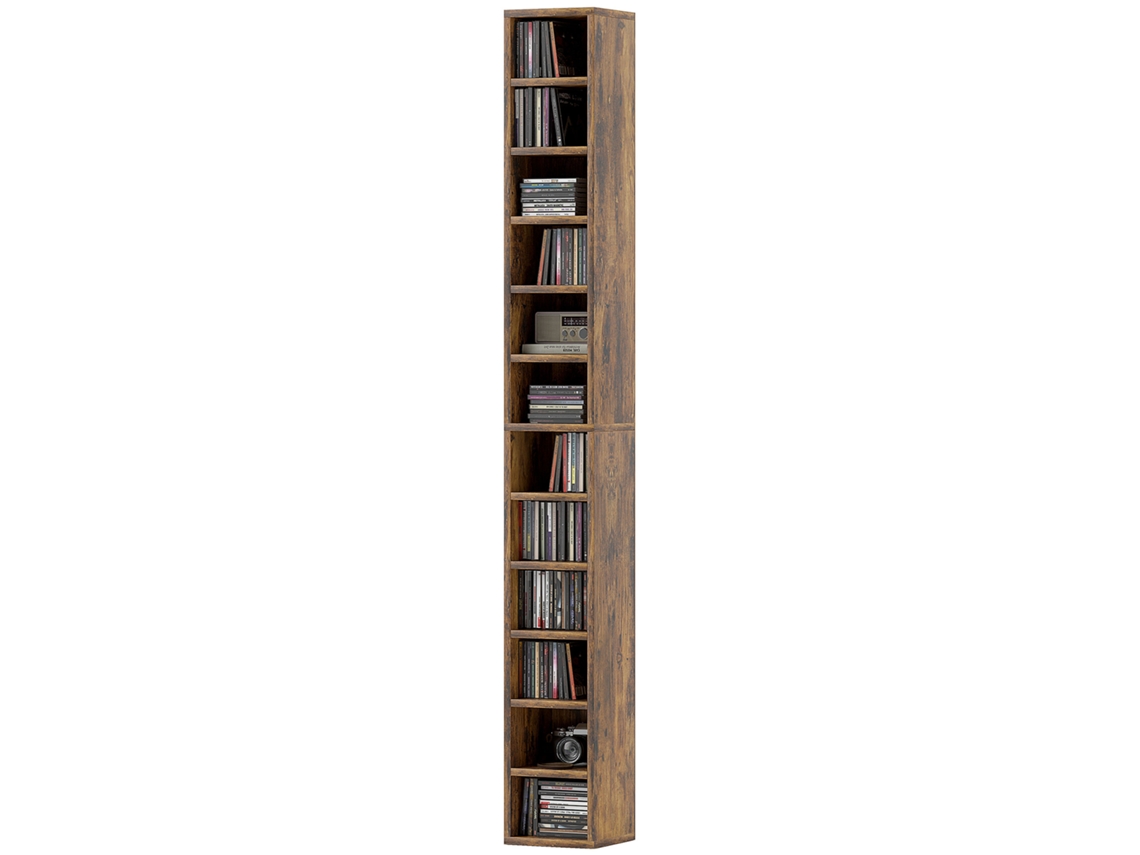 Armazenamento Cd E Dvd 12 Compartimentos Capacidade204 Cds - Rústico Marrom 21x20x175cm