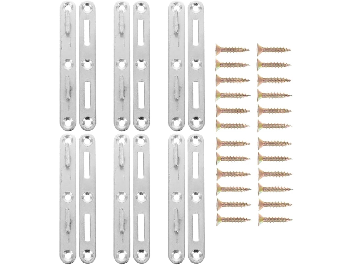 Conjunto de 6 Peças Ferragens Metálicas para Grades Cama com Parafusos. Conectores Reforçados CHABERLU