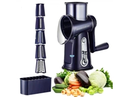 Ralador De Queijo Rotativo Manual 3 Em 1:, Fatiador E Picador De Grande Diâmetro, Com 5 Lâminas Para Legumes E Batatas