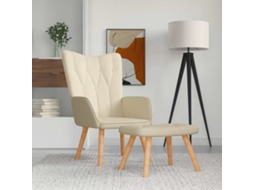 Vidaxl Cadeira De Descanso Com Banco Tecido Cor Creme
