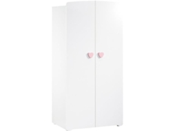 Guarda Roupa Bebé Basic Mdf Branco 2 Portas Botão Coração Rosa 85 X 175 X 56 Cm Baby Price