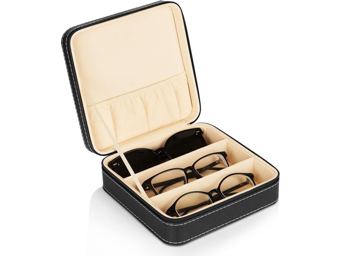 Organizador Portátil para Óculos de Grau e de Sol com 3 Compartimentos e Zíper AQUAFORGE