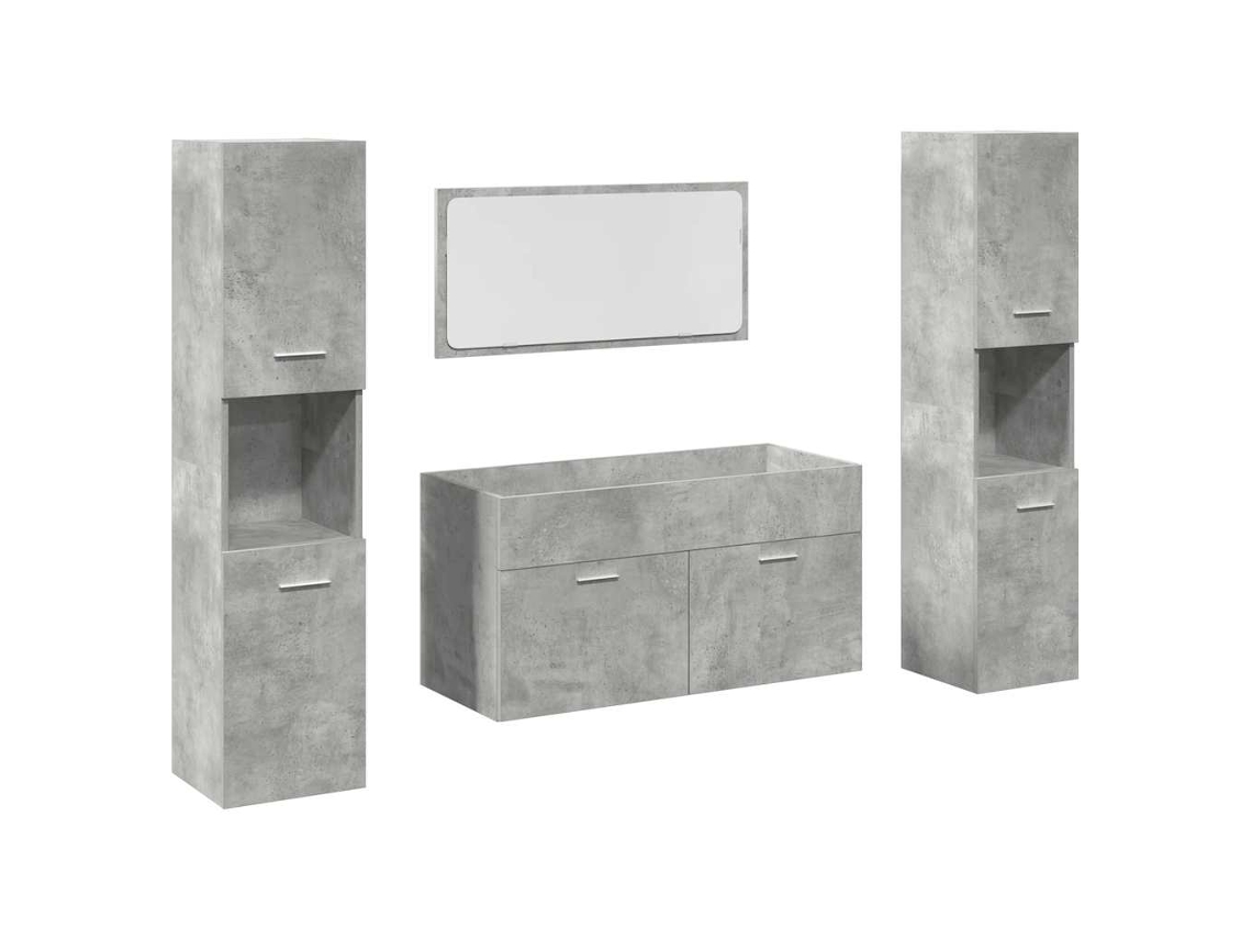 Conjunto de 4 Peças Móveis Casa Banho Derivados Madeira Cinza Cimento MAISON EXCLUSIVE