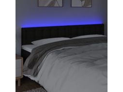 Vidaxl Cabeceira De Cama C/ Luzes Led Tecido 200x5x78/88 Cm Preto