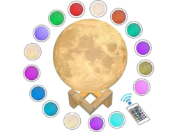 Lâmpada Lua 3d Com Controle Remoto E Tocado, 16 Cores Rgb, Material Pla Seguro, Presente Ideal