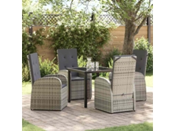 Vidaxl Conjunto de Jantar para Jardim 5 Pcs Cinzeto Vime Pe