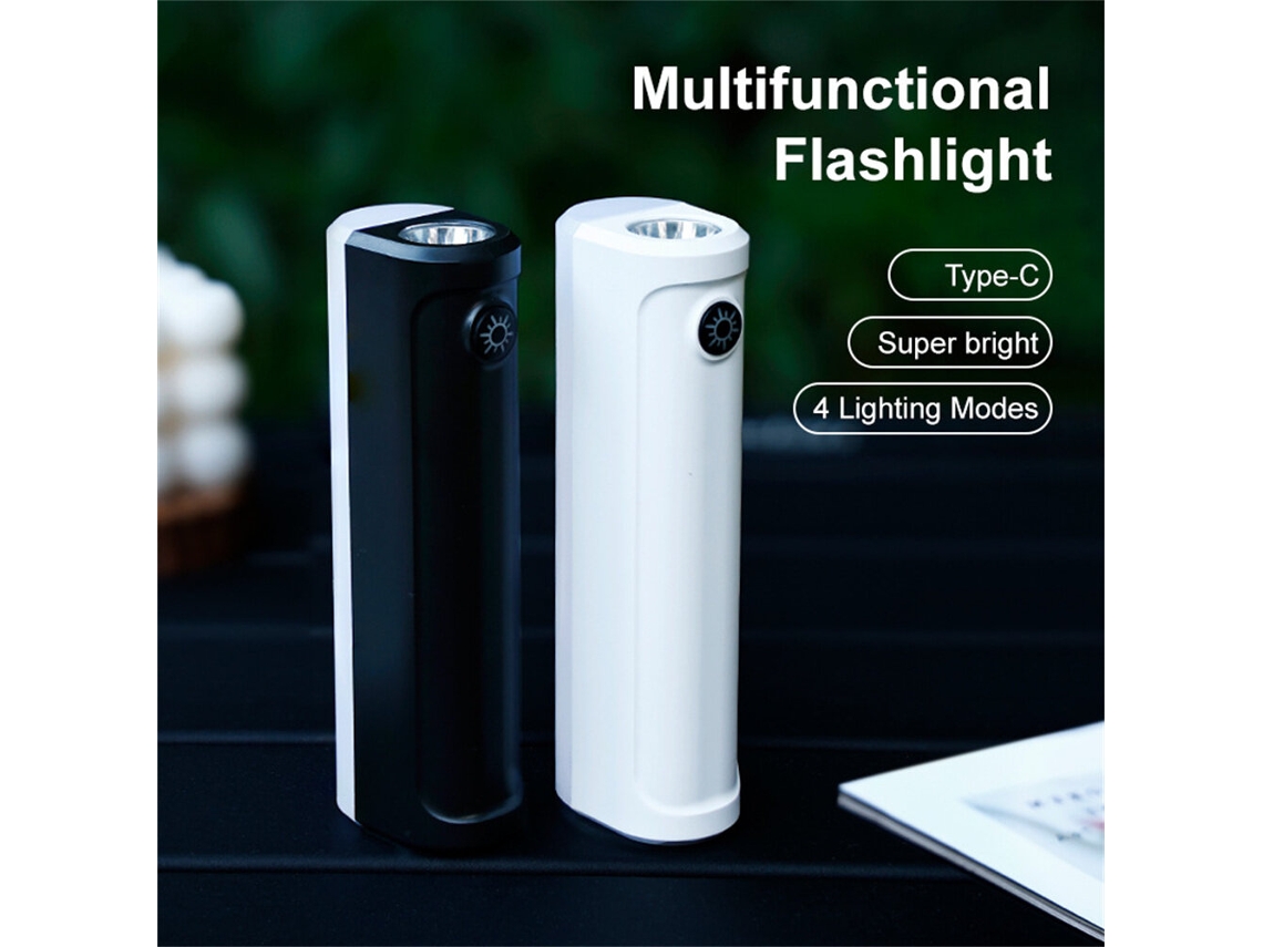 Mini Lanterna Multifuncional Preta, Luz Forte, Recarregável, Super Brilhante, Luz Led, Notebook, Viagem, Carro, Luz Multifuncional