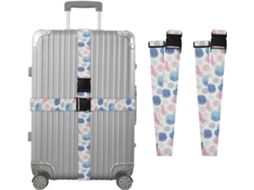 Conjunto De 2 Cintas Bagagem Personalizadas Em Rosa E Azul Com Bolinhas, Para Malas De Viagem, Com Fivelas De Embalagem