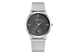 Reloj De Pulsera Para Mujer Yolako De Moda Casual Con Dial Redondo De Cuarzo Plata Negro
