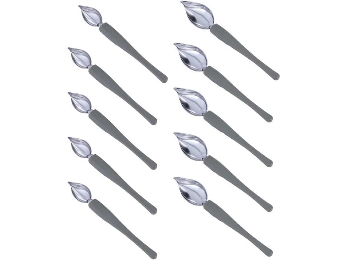 Conjunto De 10 Colheres De Aço Inoxidável Para Desenho, Sendo 5 Grandes E 5 Pequenas.