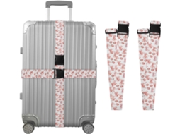 Conjunto De 2 Cintas Bagagem Com Estampa Morango E Laços Rosa Para Malas, Cintas De Viagem, Acessórios Para Cintos