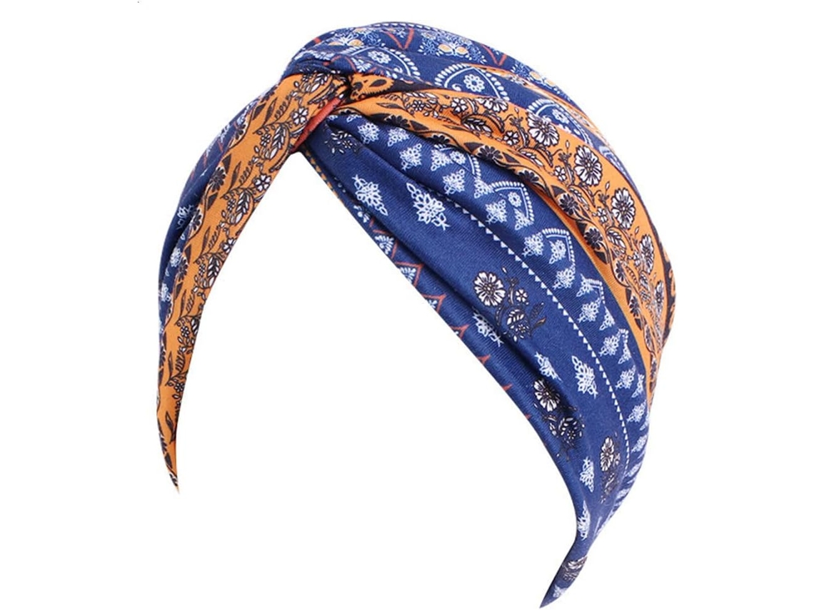 Turbante elástico boêmio Aquaforge para quimioterapia, touca de dormir e gorro para quimioterapia para mulheres