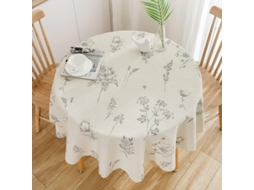 Mantel Redondo Beige 150cm De Algodão E Linho Antimanchas Antiarrugas Para Mesa De Jantar Mesa De Café