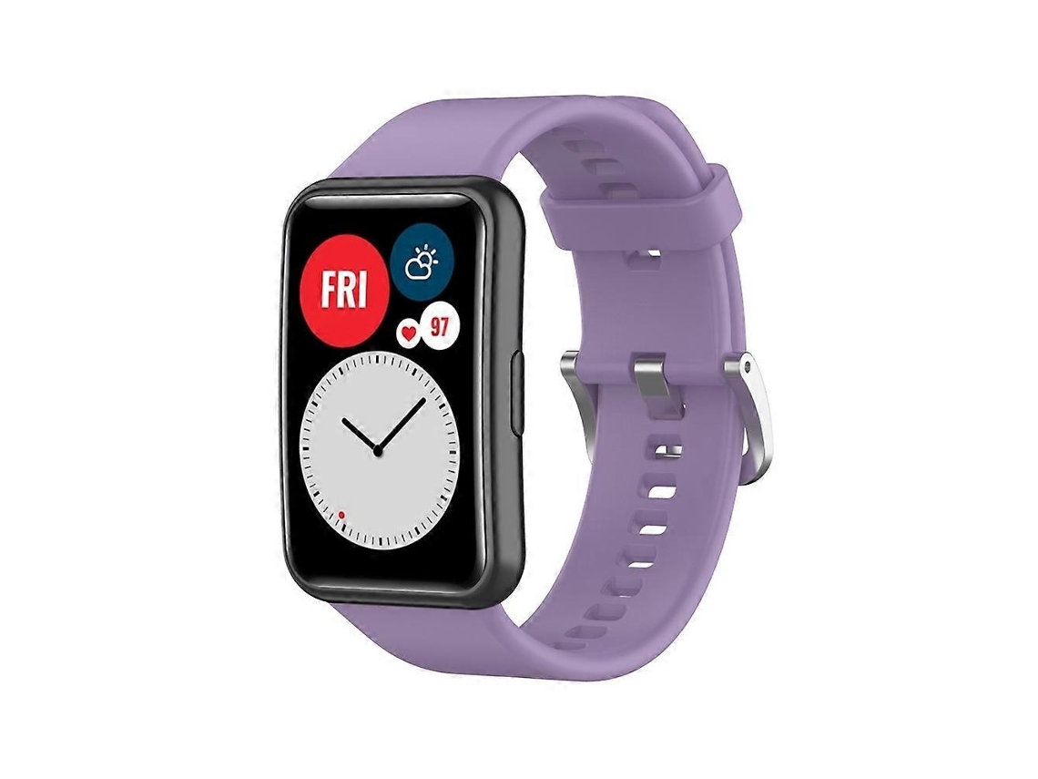 Pulseira De Silicone Prateada Com Fivela De Aço Para Huawei Watch Fit Special Edition