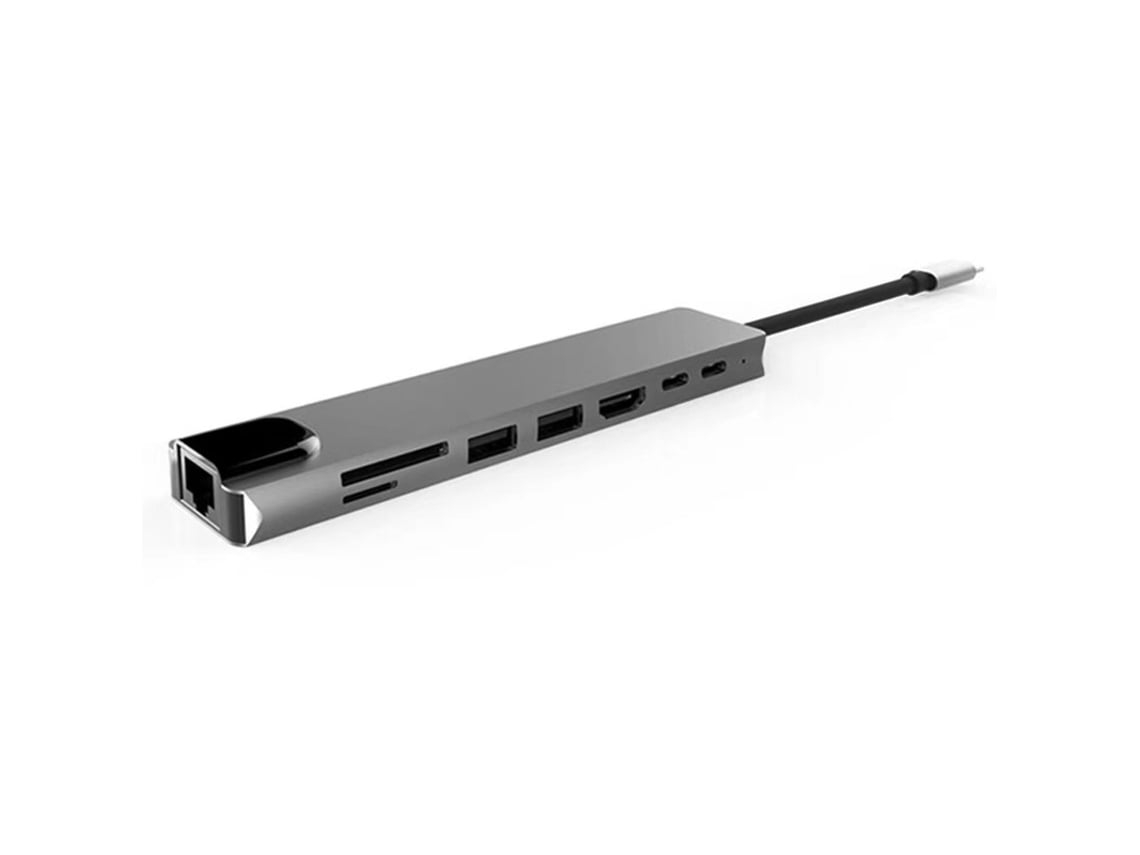 Hub Usb C Hub Usb-C 9 em 1 com Ethernet 100 W Pd Cinza