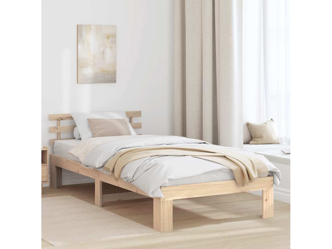 Vidaxl Estrutura da Cama com Cabeceira Natural 100 X 200 Cm