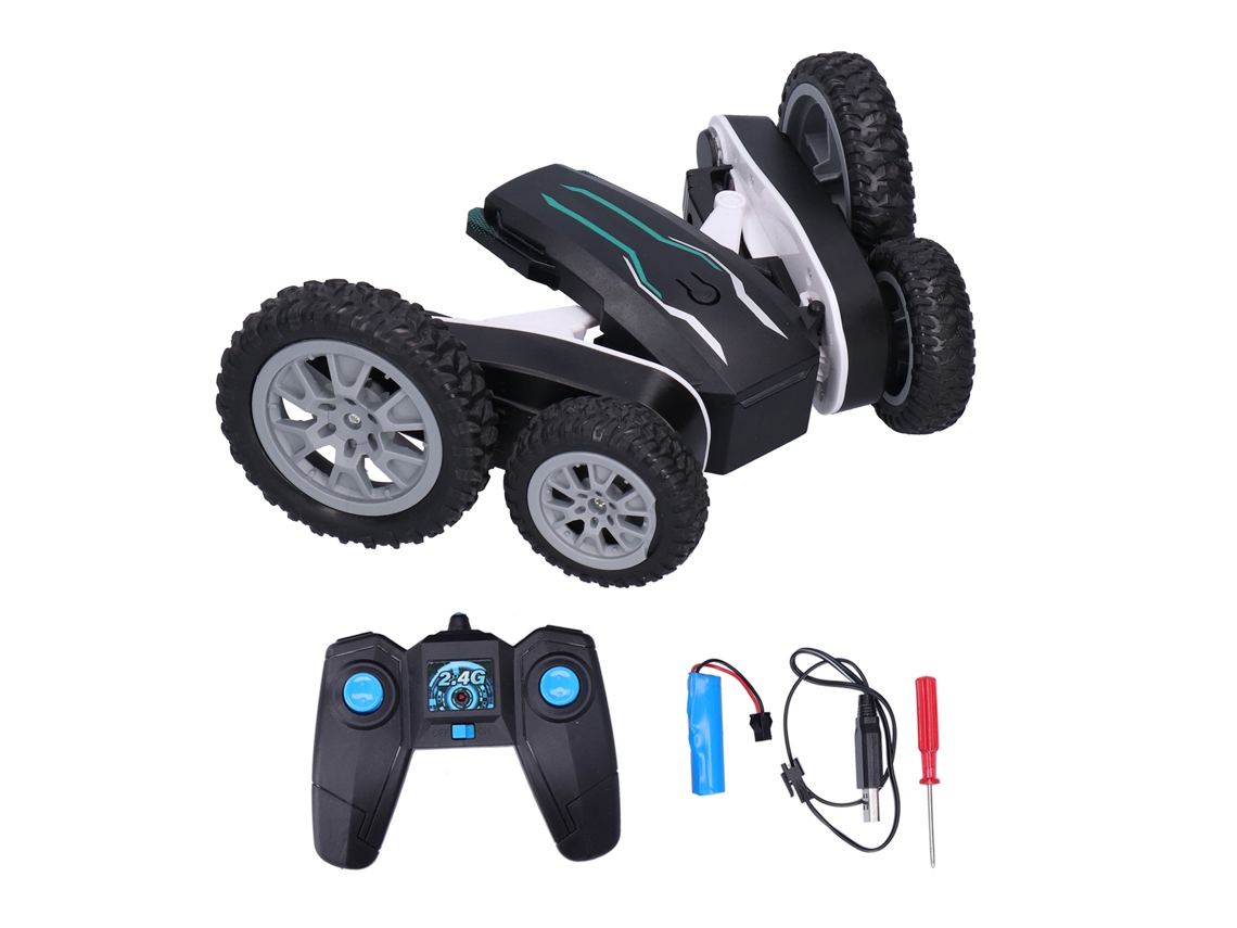 Ats coche Rc Stunt 2.4ghz com Controle Remoto de Rolamento de 360 Graus Brinquedo para Meninos e Meninas Cor Preta