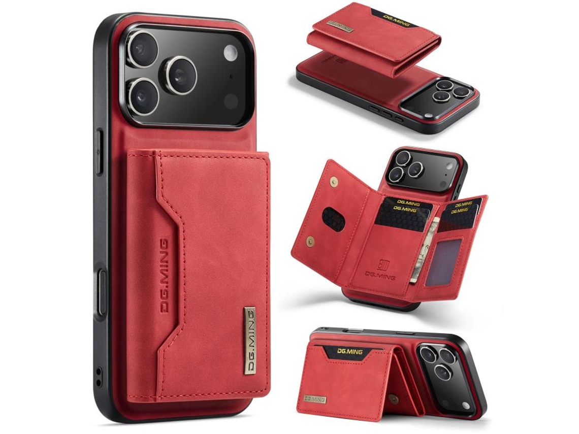 Capa De Couro Para Iphone 17 Pro Max Dg.ming Série M2 Com 3 Compartimentos Para Cartões.