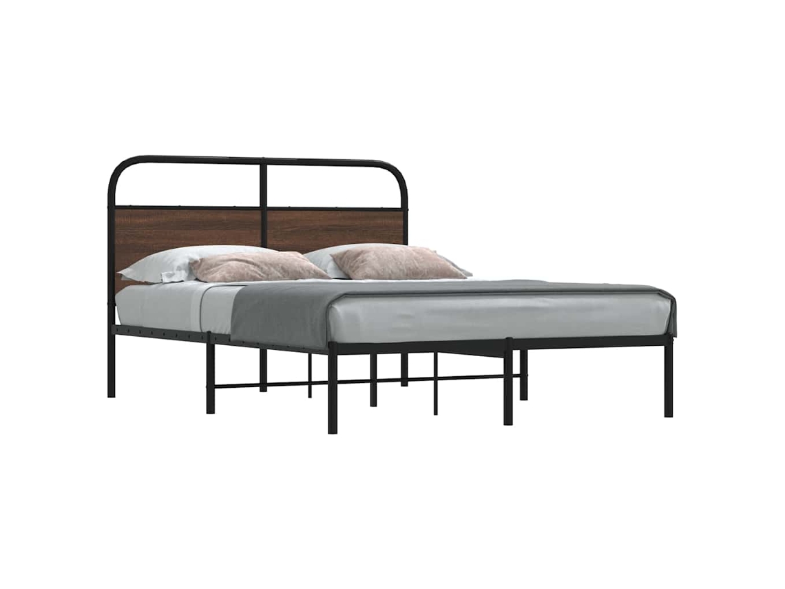 Vidaxl Estrutura Cama S/ Colchão Derivados Madeira Carvalho Castanho