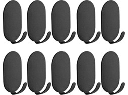 Conjunto De 10 Ganchos Autoadesivos Para Toalhas E Roupas, Pequenos, Em Aço Carbono, Para Parede, Com Cola Residual E Forte, Na Cor Preta