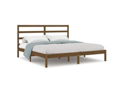 Estrutura de Cama 200x200 cm em Pinho Maciço Castanho Mel MAISON EXCLUSIVE